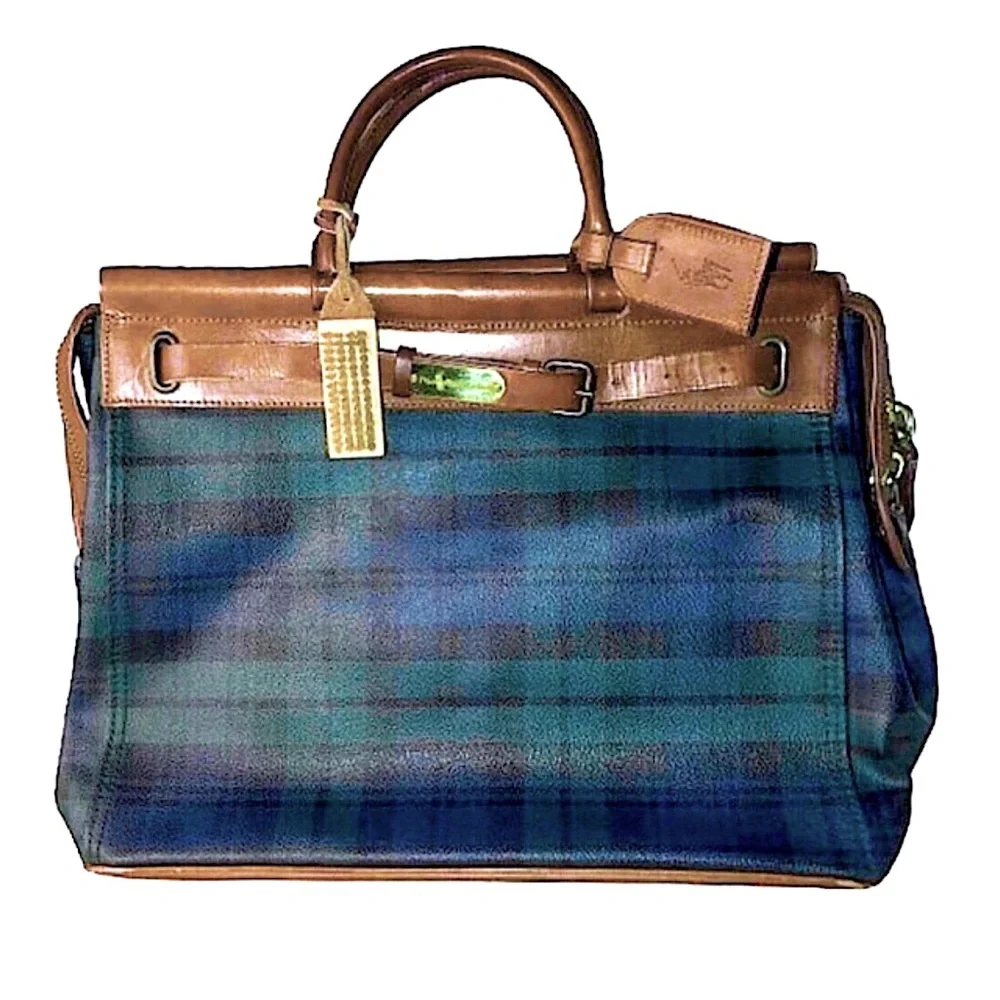 RALPH LAUREN Black Watch Tartan Plaid Doctor's Work Carry-On Laptop Bag 38cm